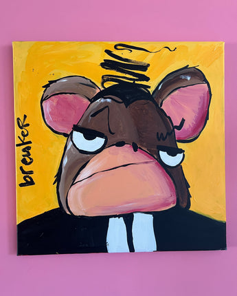 Monkey on yellow 40 x 40 cm