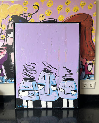 Pastel bad boys 60 x 80 cm paint on canvas. Black frame included.