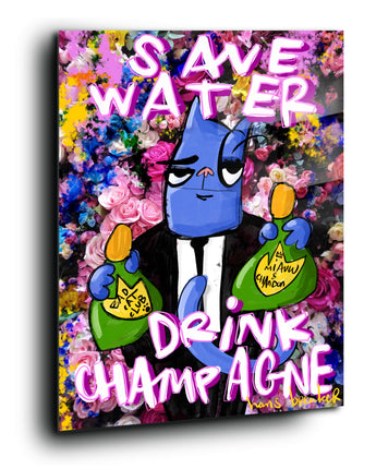 Bad Cat Club Save Water drink Champagne