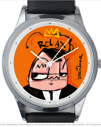 RELAX, horloge mannetje oranje. Hans Breuker horloge.