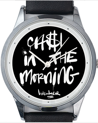 Cash in the morning horloge wit op zwart